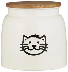 IB Laursen CAT FOOD fehér fém doboz macskaeledelhez, fa tetővel