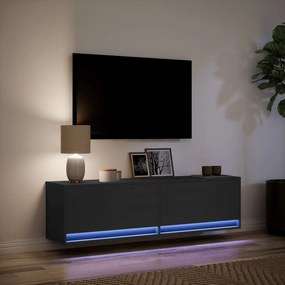 fekete fali TV-szekrény LED-világítással 140 x 31 x 38 cm