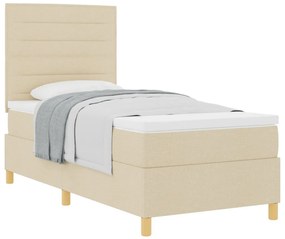 Box Spring ágy matraccal, krém, 90x200 cm, szövet