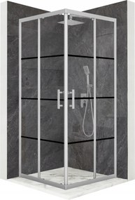 Zuhanykabin 80x80cm tolóajtó króm üveg Esg 6mm bevonat