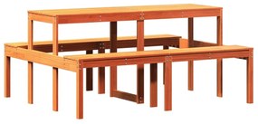 viaszbarna tömör fenyőfa piknik asztal 160 x 134 x 75 cm