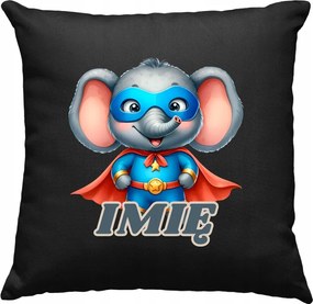 Gyerek párna Elefánt Hős +Név Fekete
