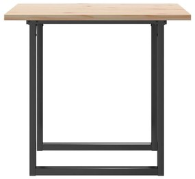 tömör fenyőfa és öntöttvas étkezőasztal O-vázzal 90x90x75,5 cm