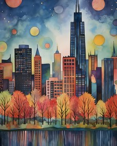 Poszter 40x50cm Panoráma a festői városról