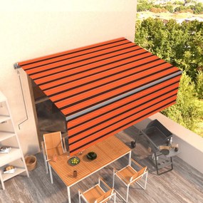 narancssárga-barna kézzel kihúzható napellenző redőnnyel 4x3 m