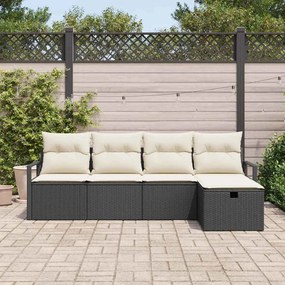 Kerti Kanapé Szett 5 pcs Fekete és krémszínű 230 x 117 x 85 cm