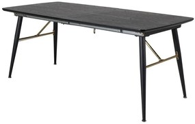 Asztal Dallas 173Fekete, 75x90x180cm, Hosszabbíthatóság, Közepes sűrűségű farostlemez, Természetes fa furnér, Fém