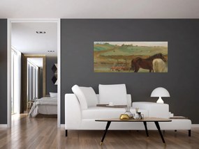 Kép - Edgar Degas, Horses in a Meadow, reprodukciók (120x50 cm)