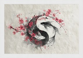 Poszter Keret Fa Nyugtatja A Halakat Yin Yang Japán Sakura Feng Shui 60x40