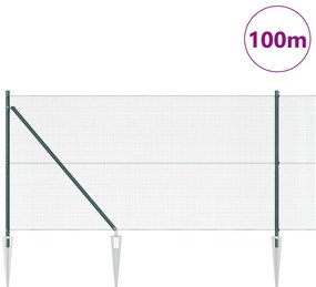 Hegesztett Drótkerítés 13 Tüskés Poszttal Zöld 1x100 m Acél
