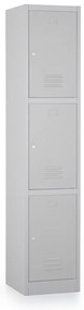 Fém szekrény - 3 doboz, 38 x 45 x 185 cm, hengerzár, szürke - ral 7035