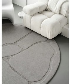 Szürke gyapjú kerek szőnyeg ø 160 cm Morphic Organica – Agnella