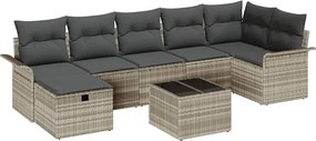 vidaXL Kerti Kanapé Szett párnával 8 pcs Világosszürke polirattan