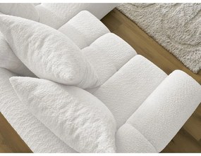 Fehér buklé kinyitható-tárolóhelyes sarokkanapé (jobb oldali-heverő résszel) Roxelane – Bobochic Paris