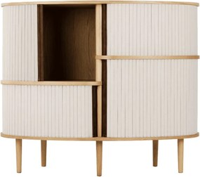 Bézs-natúr színű szekrény tolóajtóval, tölgyfa dekorral 120x100x50 cm Audacious – UMAGE