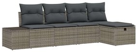 Kerti Kanapé Szett 5 pcs Szürke 55 x 62 x 69 cm Poli rattan