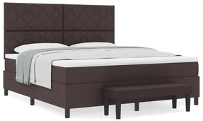 vidaXL Box Spring ágy matraccal és paddal sötétbarna 180x200 cm szövet