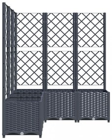sötétszürke PP rácsos kerti ültetőláda 120 x 120 x 136 cm