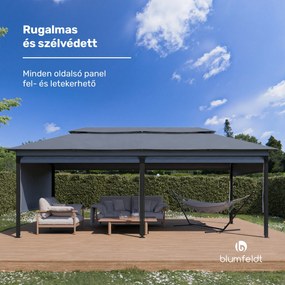 Blumfeldt Grandezza Cortina kerti pavilon 3x6 m, időjárásálló, porfestett, oldalsó redőnyök