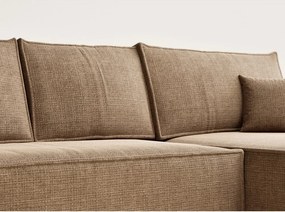 Világosbarna zsenília kinyitható-tárolóhelyes sarokkanapé (jobb oldali-heverő résszel) Maze – Maison de Rêve