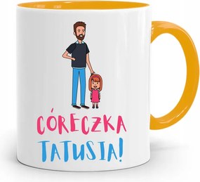 Sárga Bögre Ajándék Lányának Apuka Lánya fényképes nyomattal