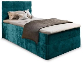 Kárpitozott boxspring ágy GLORIEN VELVET 100x200 cm türkiz Matrac: Matrace Bonell pružinová