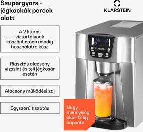 Klarstein Ice Volcano 2G, jégkocka készítő, 13 kg/24 h, jékockagyártó, LED, ezüst
