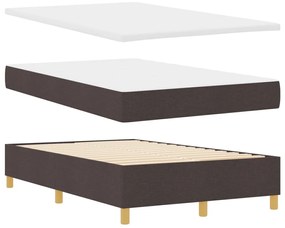 Box Spring ágy matraccal és paddal, sötétbarna, 120x190 cm, szövet