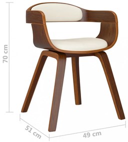 vidaXL 4 db krémszínű műbőr és hajlított fa étkezőszék