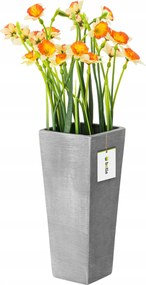 Kerámia váza Szürke beton matt trapéz virágos üveg H 25cm