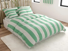 Pamut ágynemű STRIPES fehér-zöld Ágyneműhuzat mérete: 70 x 90 cm | 140 x 200 cm