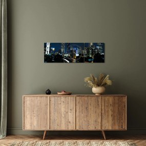 Éjszakai metropolisz képe (órával) (90x30 cm)