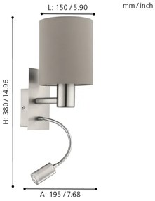 Eglo 96478 - LED flexibilis lámpa PASTERI 1xE27/40W+LED/3,8W taupe