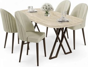 Kaye étkezőgarnitúra, travertin-krém, 168 cm – TR240CHR2826