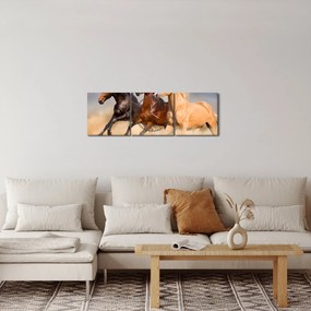 Kép - Vad lovak (órával) (90x30 cm)