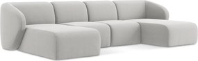 Világosszürke bársony (U alakú) sarokkanapé Lani – Makamii