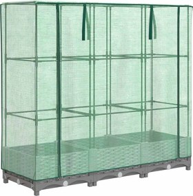 vidaXL rattan megjelenésű magaságyás melegháztakaróval 120x40x123 cm