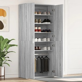 Szürke sonoma cipőtartó 80x39x180 cm Műszakilag megmunkált fa