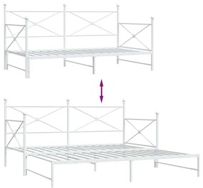 Daybed with Trundle without Mattress White 100x200 cm acél
