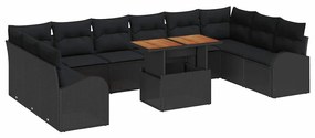 vidaXL Kerti Kanapé Szett párnával 11 pcs Fekete