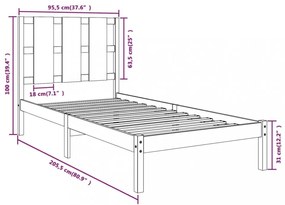 tömör fenyőfa ágy matrac nélkül 90 x 200 cm