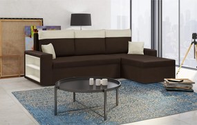 PAVEL Kinyitható sarokkanapé Sötétbarna/krém