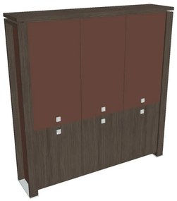 Verno+ S magas szekrény 200 x 46 x 210 cm, kombinált ajtó, antracit tölgy / barna