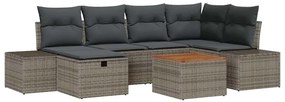 vidaXL Kerti Kanapé Szett párnával tárolóval 7 pcs Szürke polirattan
