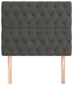 sötétszürke bársony fejtámla 90x7x118/128 cm