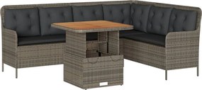 vidaXL 2 részes szürke polyrattan kerti kanapészett párnákkal