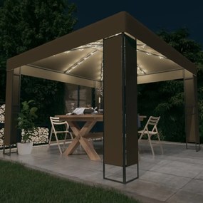 tópszínű dupla tetős pavilon LED fényfüzérrel 3 x 3 x 2,7 m