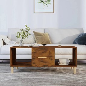 Füstös tölgy színű szerelt fa dohányzóasztal 102 x 50 x 40 cm