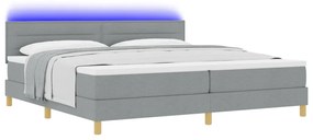 Box Spring Ágy Matrac &amp; LED Világítással Szürke 200x200 cm Szövet