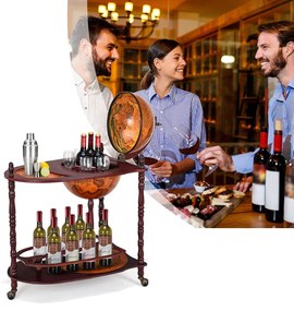 Gurulós földgömb alakú bortartó állvány